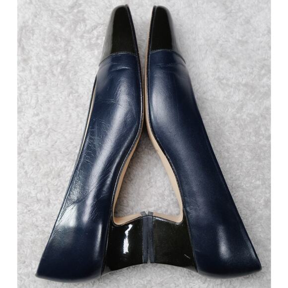Etienne Aigner Vintage Ann Marie Navy and Black Toe Cap Pumps Womens Size 8.5 - Picture 5 of 16